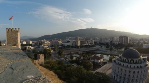 Skopje Macedonia Circa Settembre 2019 Vista Skopje Dalla Fortezza — Video Stock