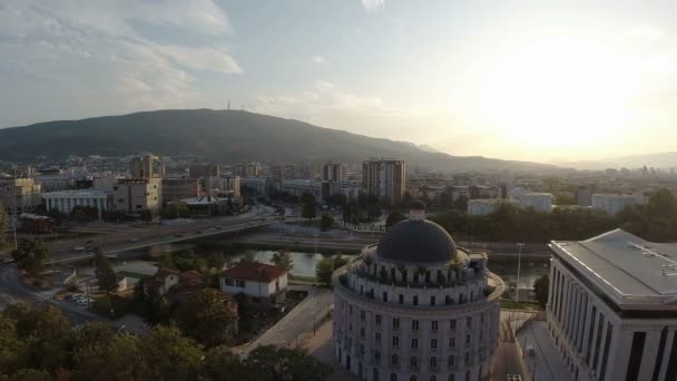 Skopje Mazedonien September 2019 Blick Über Skopje Von Der Festung — Stockvideo