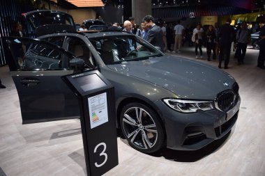 Frankfurt, Almanya, Eylül 09-2019: Bmw The330 d xdrive I aa 2019