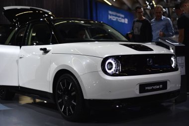 Frankfurt, Almanya, Eylül 09-2019: Honda E (ürün versiyonu) Iaa 2019
