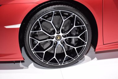 Frankfurt, Almanya, Eylül 09-2019: Lamborghini Huracan Evo Spyder 2019