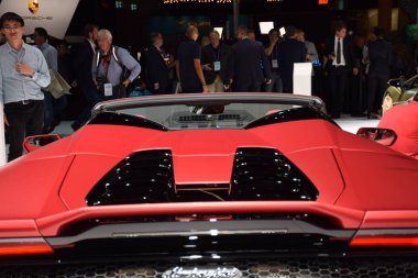 Frankfurt, Almanya, Eylül 09-2019: Lamborghini Huracan Evo Spyder 2019