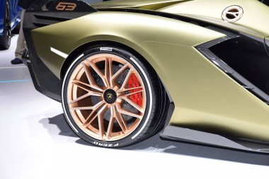 Frankfurt, Almanya, 10 Eylül 2019: Lamborghini Sian Fkp 37 Iaa 2019