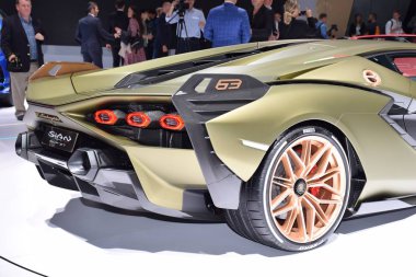 Frankfurt, Almanya, 10 Eylül 2019: Lamborghini Sian Fkp 37 Iaa 2019