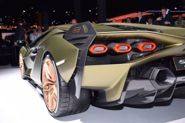 Frankfurt, Almanya, 10 Eylül 2019: Lamborghini Sian Fkp 37 Iaa 2019
