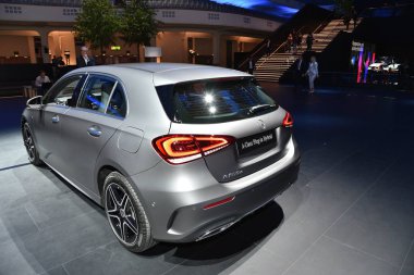 Frankfurt, Almanya, 10 Eylül 2019: Mercedes A-Sınıfı Eklenti Melezi Iaa 2019