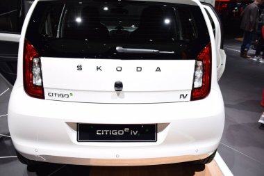 Frankfurt, Almanya, 10 Eylül 2019: Skoda Citigo e iv 2019