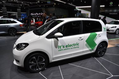 Frankfurt, Almanya, 10 Eylül 2019: Skoda Citigo e iv 2019