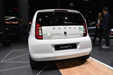 Frankfurt, Almanya, 10 Eylül 2019: Skoda Citigo e iv 2019