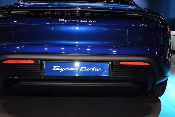 Frankfurt, Germany, September 10-2019: Porsche Taycan Turbo IAA 2019 — ストック写真