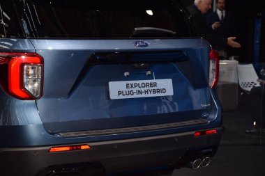 Frankfurt, Almanya, Eylül 09-2019: Ford Explorer Plug-in hibrit I aa 2019