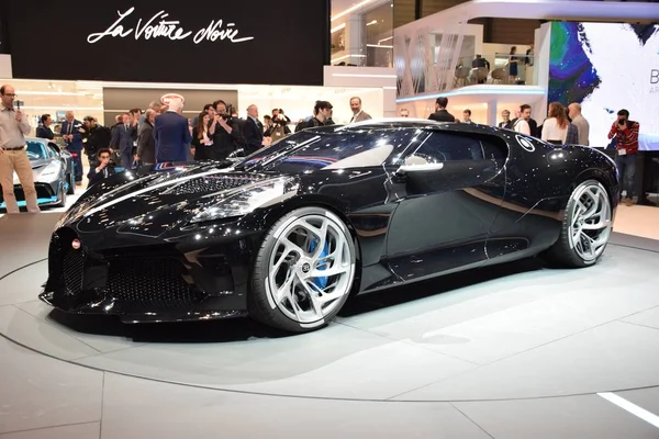 Женева, Швейцария - 05 марта 2019 года: Bugatti La Voiture Noire - Geneva International Motor Show 2019 — стоковое фото