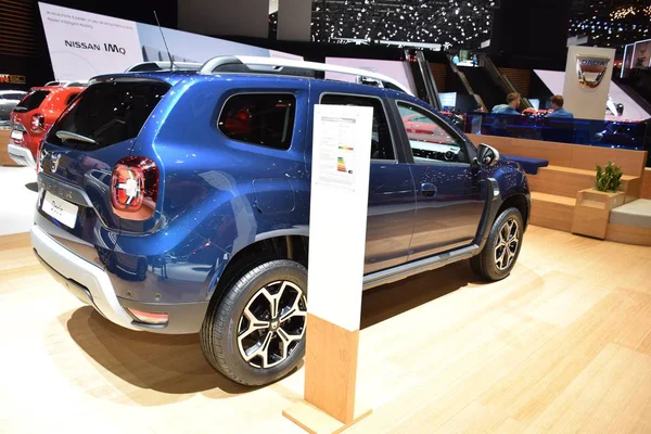 Ginebra, Suiza - 05 de marzo de 2019: Dacia Duster - Salón Internacional del Automóvil de Ginebra 2019 — Foto de Stock