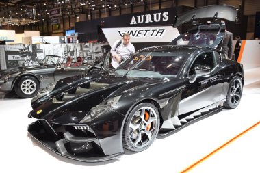 Cenevre, İsviçre - 4 Mart 2019: Ginetta Akula - Cenevre Uluslararası Otomobil Fuarı 2019