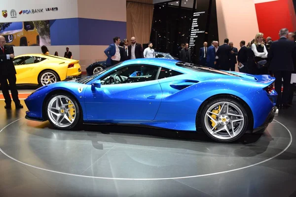 Genebra, Suíça - 04 de março de 2019: Ferrari F8 Tributo - Geneva International Motor Show 2019 — Fotografia de Stock