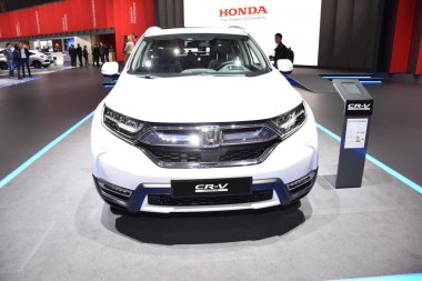 Cenevre, İsviçre - 05 Mart 2019: Honda Cr-V Hybrid - Cenevre Uluslararası Otomobil Fuarı 2019