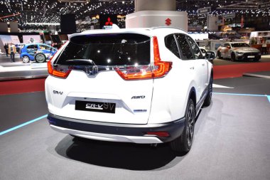 Cenevre, İsviçre - 05 Mart 2019: Honda Cr-V Hybrid - Cenevre Uluslararası Otomobil Fuarı 2019
