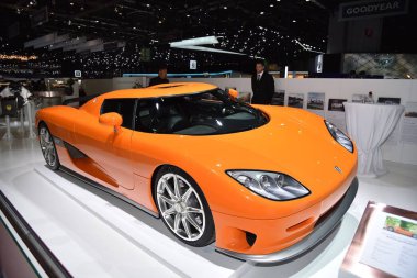 Cenevre, İsviçre - 04 Mart 2019: Koenigsegg Ccr - Cenevre Uluslararası Otomobil Fuarı 2019
