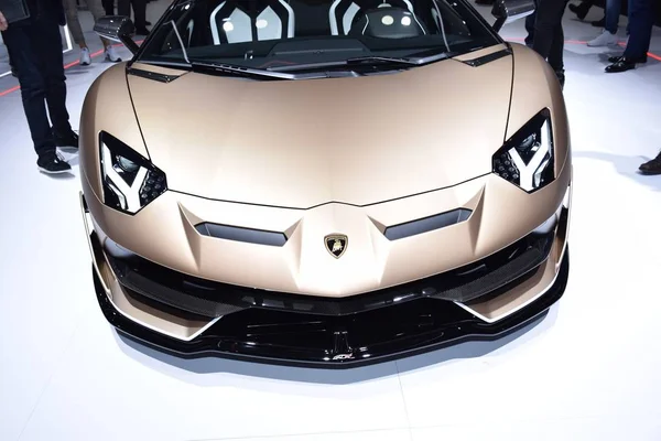 Ginevra, Svizzera - 04 marzo 2019: Lamborghini Aventador SVJ Roadster - Salone Internazionale dell'Automobile di Ginevra 2019 — Foto Stock