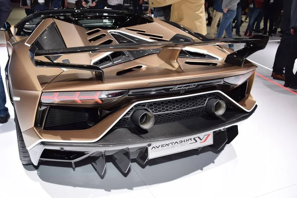 Genf, Schweiz - 04. März 2019: Lamborghini aventador svj roadster - Genfer Autosalon 2019 — Stockfoto