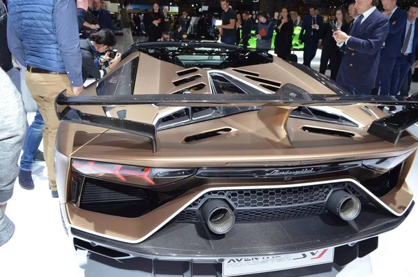 Genf, Schweiz - 04. März 2019: Lamborghini aventador svj roadster - Genfer Autosalon 2019 — Stockfoto