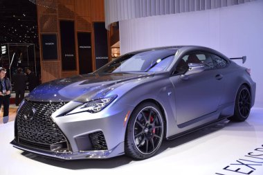 Cenevre, İsviçre - Mart 04, 2019: Lexus Rc F tren sürümü - Cenevre Uluslararası Otomobil Fuarı 2019