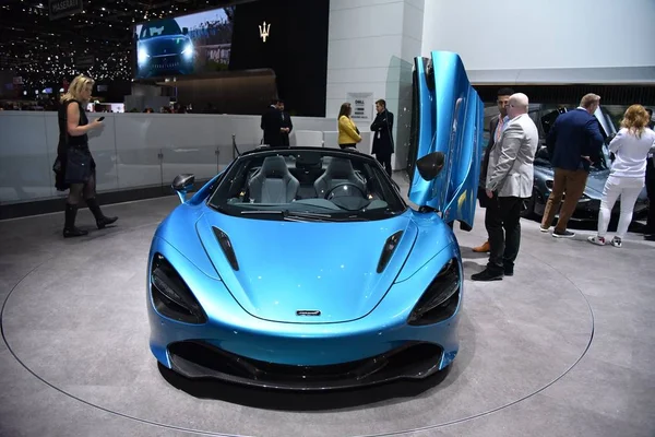 Genf, Svájc - 2019. március 06.: Mclaren 720s Spyder - Geneva International Motor Show 2019 — Stock Fotó