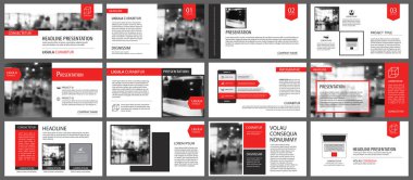 Kırmızı ve beyaz arka plan üzerinde slayt Infographic için öğe. Sunu şablonu. İş faaliyet raporu, el ilanı, Kurumsal Pazarlama, broşür, reklam, broşür, modern tarz için kullanın.