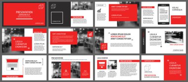 Kırmızı ve beyaz arka plan üzerinde slayt Infographic için öğe. Sunu şablonu. İş faaliyet raporu, el ilanı, Kurumsal Pazarlama, broşür, reklam, broşür, modern tarz için kullanın.