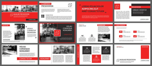 Elemento Rojo Blanco Para Infografía Diapositivas Sobre Fondo Plantilla Presentación — Vector de stock