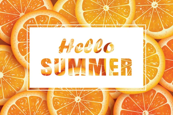 Γεια Σας Καλοκαίρι Φόντο Φέτα Πορτοκάλι Χρήση Για Ευχετήρια Κάρτα — Διανυσματικό Αρχείο