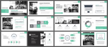 Yeşil sunu şablonları slayt infographics öğeleri arka plan için. İş faaliyet raporu, el ilanı tasarımı, kurumsal pazarlama, broşür, reklam, broşür, modern tarz için kullanın.