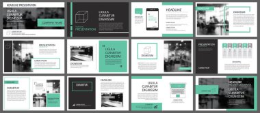 Yeşil sunu şablonları slayt infographics öğeleri arka plan için. İş faaliyet raporu, el ilanı tasarımı, kurumsal pazarlama, broşür, reklam, broşür, modern tarz için kullanın.