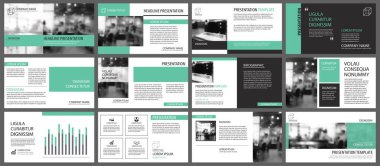 Yeşil sunu şablonları slayt infographics öğeleri arka plan için. İş faaliyet raporu, el ilanı tasarımı, kurumsal pazarlama, broşür, reklam, broşür, modern tarz için kullanın.