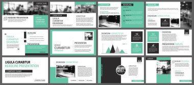 Yeşil sunu şablonları slayt infographics öğeleri arka plan için. İş faaliyet raporu, el ilanı tasarımı, kurumsal pazarlama, broşür, reklam, broşür, modern tarz için kullanın.