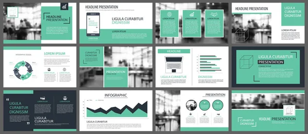 Gröna Presentation Mallar För Bildbakgrund Infographics Element Användning För Business — Stock vektor