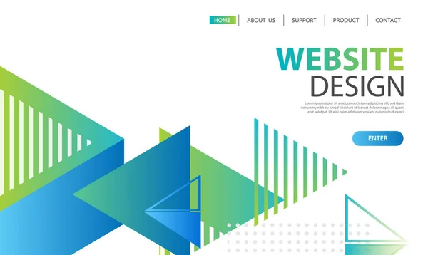 ウェブサイトのテンプレート デザインとランディング ページの幾何学的図形の背景 アプリ開発モバイル テンプレートのベクター イラスト — ストックベクタ