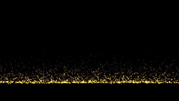 Abstrakte Goldpartikel Glitzern Horizontal Hintergrund Feuer Funkelt Den Himmel Änderung — Stockvideo