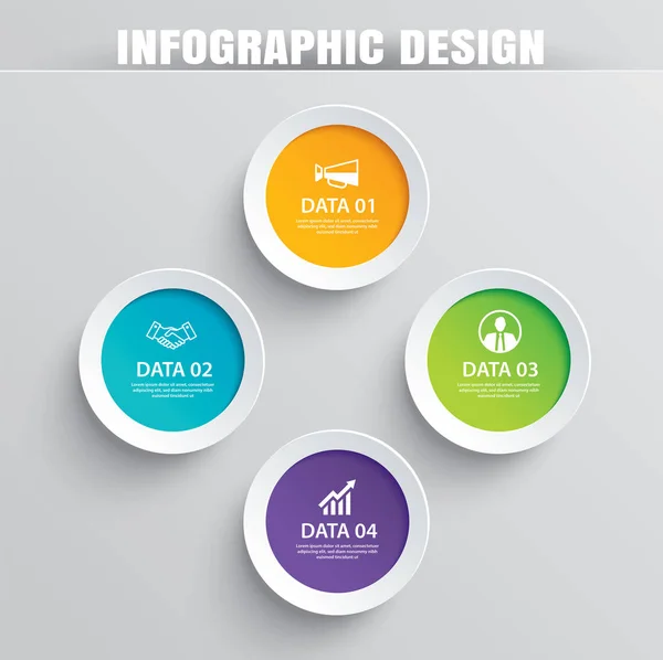 Papel Circular Infografía Con Plantillas Datos Vector Ilustración Fondo Abstracto — Archivo Imágenes Vectoriales