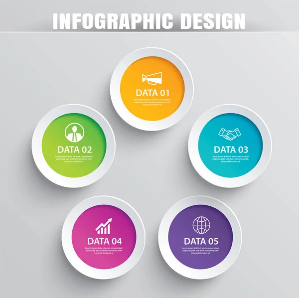 Papel Circular Infografía Con Plantillas Datos Vector Ilustración Fondo Abstracto — Archivo Imágenes Vectoriales