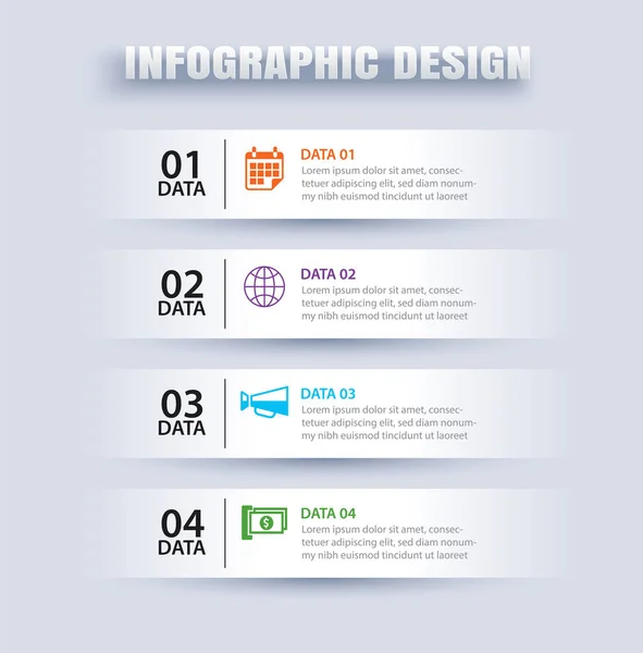 Pestaña Infografías Índice Papel Horizontal Con Plantillas Datos Vector Ilustración — Archivo Imágenes Vectoriales