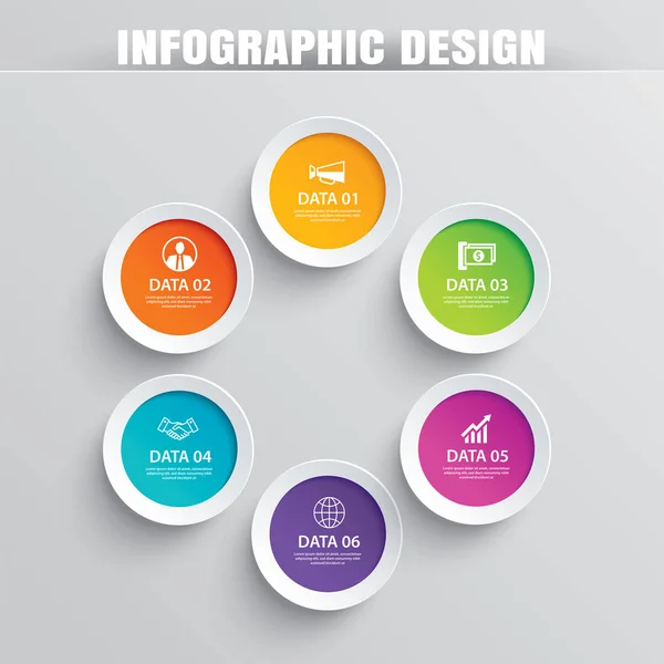 Papel Circular Infografía Con Plantillas Datos Vector Ilustración Fondo Abstracto — Archivo Imágenes Vectoriales