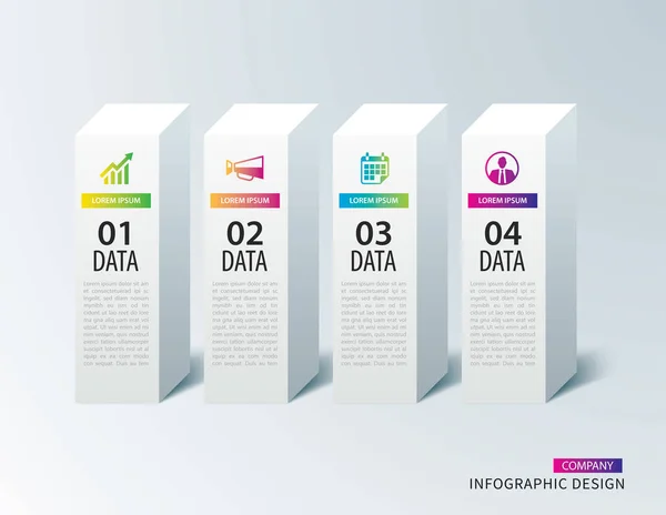 Infografik Box Quadratisches Papier Mit Datenvorlagen Vektor Illustration Abstrakten Hintergrund — Stockvektor