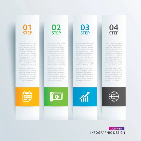 Infographics Tabblad Horizontale Papier Index Met Gegevenssjabloon Vector Illustratie Abstracte — Stockvector