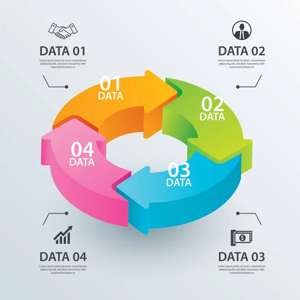 Setas Círculo Negócios Modelo Infográfico Com Dados Pode Ser Usado — Vetor de Stock