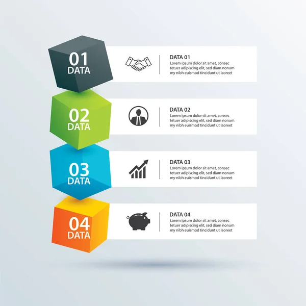 Infographics Box Square Med Papper Datamall Vektor Illustration Abstrakt Bakgrund — Stock vektor