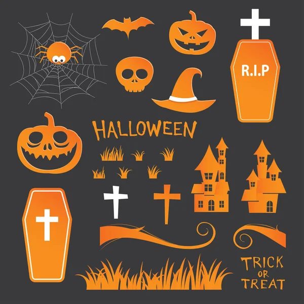 Halloween Pictogram Symbool Collectie Object Instellen — Stockvector