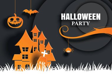 Cadılar Bayramı partisi davetler ve tebrik kartları. Kağıt arka plan sanat.