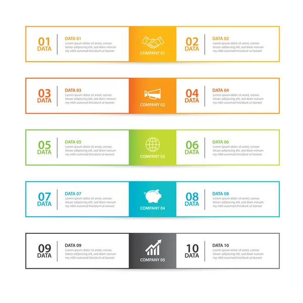 Infographics Tab Horizontalen Thin Line Index Mit Datenvorlagen Vektor Illustration — Stockvektor