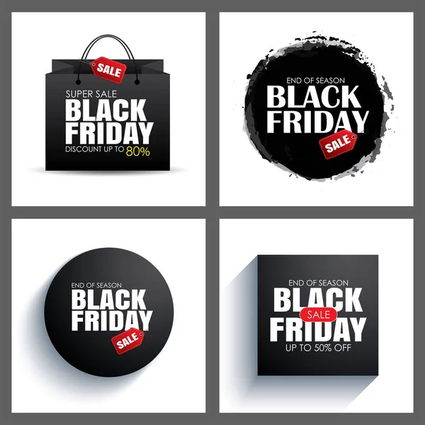 Set Von Black Friday Sale Abstraktes Banner Mit Weißem Text — Stockvektor